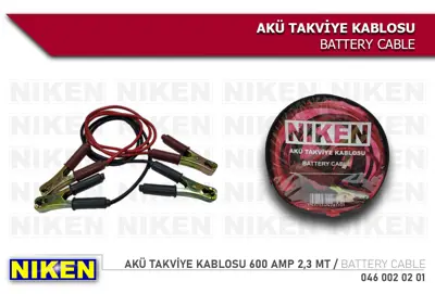 NIKEN 046 002 02 01 Aku Takvıye Kablosu 600 Amp 2,3 Mt