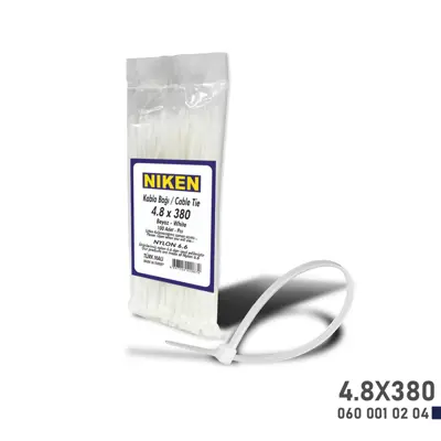 NIKEN 060 001 02 04 Cırt Kelepce Beyaz 4,8x380  (100 Adet) 7601502, 60806398, 60806394, 7602150, 7714789, 7683364, 7639244, 60811373, 60809752, 46414183