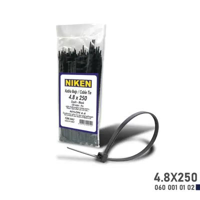 NIKEN 060 001 01 02 Cırt Kelepce Sıyah 4,8x250  (100 Adet)