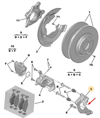 PSA 1608999180 Sağ Arka Fren Kaliper Dem 1608999180