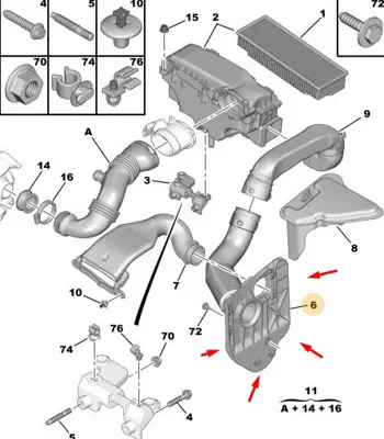 PSA 1434.73 Hava Filtre Hortumu 1434.73