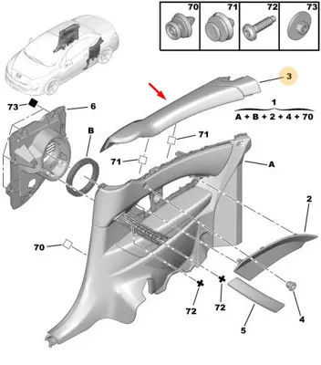 PSA 7473.VL Sağ Arka Döşeme Üst Kapak 7473.VL
