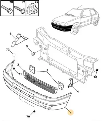 PSA 7401.Y5 Ön Tampon Sx Sis Farsız(7401r2) 7401F6 7401N7 7401Q7 7401Q8 7401R2 7401Y5 7401L0
