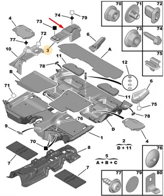 PSA 7585.JK Ön konsol Alt Parçası 7585.JK