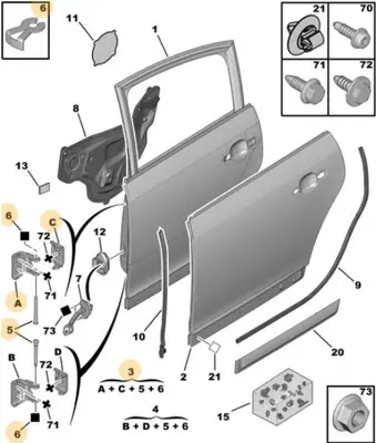 PSA 9037.A0 Kapı Menteşe Sağ Üst C4 9037.A0