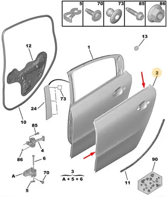 PSA 9012.A3 Sağ Arka Kapı Sacı 508 9012.A3