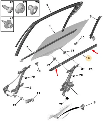 PSA 9334.T5 Sol Arka Cam İç Fitil 9334.T5