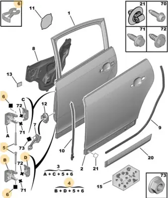 PSA 9037.A1 Kapı Menteşe Sağ Alt C4 9037.A1