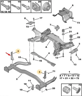 PSA 3508.74 Ön Travers Üst Ayak  