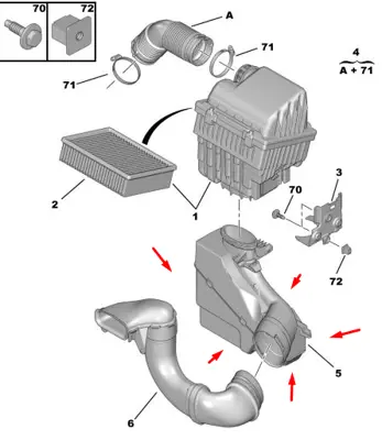 PSA 1440.74 Hava Filtre Ara Kutusu  