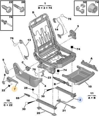 PSA 8920.NY Koltuk Yan Ayar Kolu  