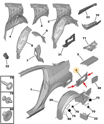 PSA 8529.LN Sol Arka Çamu Dav Uç Sacı 