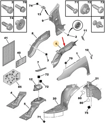 PSA 7119.EQ Ön Çamurluk İç Takviyesi  