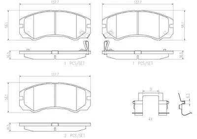 GM 93169002 4 Balata Takımı 1605848 1605017 1605852 1605913 9192177 AY040SZ001 93169002 97113888 97180525 9711388