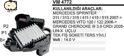 ITHAL REMARK-VM4772 Konjektör Valeo 14,0v Mercedes Sprınter 313-415 Lın Uclu Tek Fıslı 