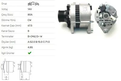 LUCAS 61920688 Alt Dınamo A125 14v 37a Thermo Kıng 