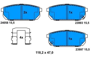 PROWALLE 3344 Fren Balatası Arka Sorento 02>10 GDB3344