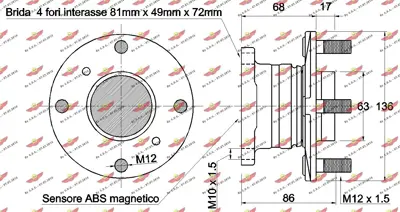 FORD W716187 S442 Cıvata 8V512C299AF 8V512C299BD 8V512C299BE DCP11A049AA DCP12C299A1B DCP12C299A1C DCP12C299B5A DCP12C299B6A DCPJ1A049AB W711918S442