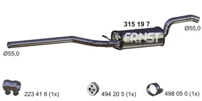 FORD F1F1 5C257 DA Susturucu Komple  Orta Ve Arka 1872072 2004752 1750333 1826180 1827177 F1F15C257DA CV6Q5C257AB