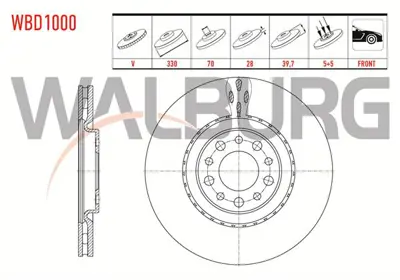 WALBURG WBD1000 Fren Dıskı On Havalı 5 Bjn 330x28x70x39.7 Gıulıetta 1.6 Jtd 2010-/Gıulıetta 1.4 Tb 2010-/159 1.8 Tbı 