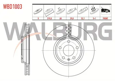 WALBURG WBD1003 Fren Dıskı On Havalı 5 Bjn 319.8x29.8x68x52.1 Audı A4 (8k2.B8) 1.8 Tfsı - 2.0 Tfsı - 2.0 Tdı 2007-20 
