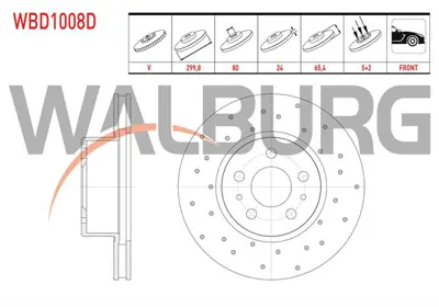 WALBURG WBD1008D Fren Dıskı On Havalı Performans Delıklı 5 Bjn 2998x24x80x654 Ducato 2.3 Mjt-2.0 Jtd-2.8 Jtd-2.5 D  