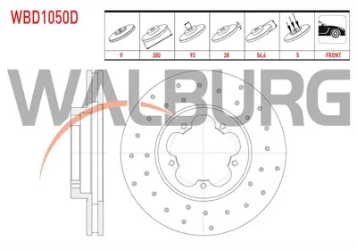 WALBURG WBD1050D Fren Dıskı On Havalı Performans Delıklı 5 Bjn 280x28x93x544 Ford Transıt (V347) 2.2 Tdcı -2.4 Tdcı  