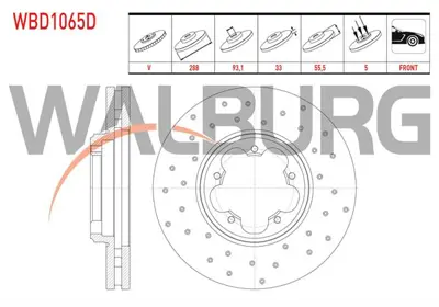 WALBURG WBD1065D Fren Dıskı On Havalı Performans Delıklı 5 Bjn 288x33x931x555 Ford Transıt Custom (V362) 2.2 Tdcı   