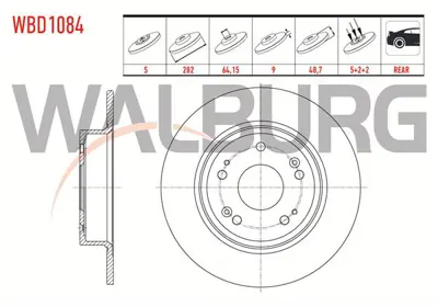 WALBURG WBD1084 Fren Dıskı Arka Duz 5 Bjn 282x9x64x48.7 Honda Accord Vııı (Cu) 2.0 I-Vtec 2008- 