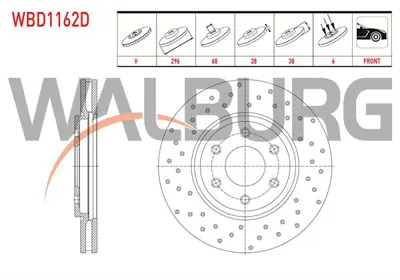 WALBURG WBD1162D Fren Dıskı On Havalı Performans Delıklı 6 Bjn 296x28x68x38 Nıssan Navara (D40) 2.5 Dcı 2005-2015 / P 