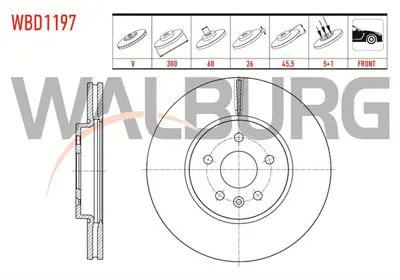 WALBURG WBD1197 Fren Dıskı On Havalı 5 Bjn 300x26x60x45.5 Opel Mokka 1.6 Cdtı - 1.6 Cdtı - 1.6 - 1.4 - 2012- / Chevr 