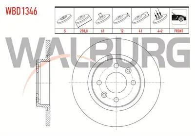 WALBURG WBD1346 Fren Dıskı On Duz 4 Bjn 258.8x12x61x41 Dacıa Logan (Ls) 1.5 Dcı 2004-2012 / Logan Mcv (Ks) 1.5 Dcı 