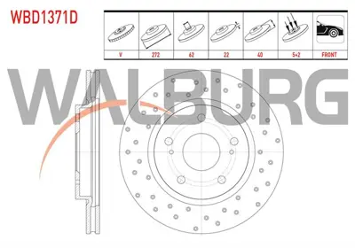 WALBURG WBD1371D Fren Dıskı On Havalı Performans Delıklı 5 Bjn 272x22x62x40 Suzukı Swıft Iv (Fznz) 1.2 2010- / Swıft 