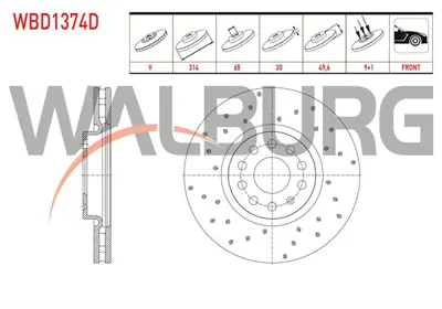 WALBURG WBD1374D Fren Dıskı On Havalı Performans Delıklı 5 Bjn 314x30x65x4960 Volkswagen Tıguan 1.4 Tsı- 1.6 Tdı-2.0 
