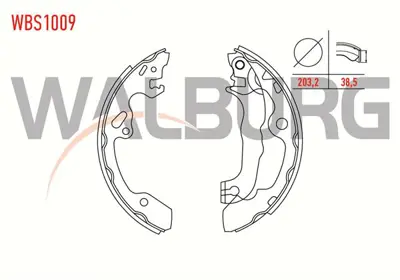 WALBURG WBS1009 Fren Pabuc Balata Arka Ford Focus I (Daw.Dbw) 1.6i 16v Levyelı 203.2x38.5 Mm 1998-2004/ Focus I 1.8i 