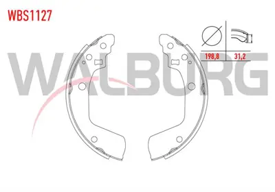 WALBURG WBS1127 Fren Pabuc Balata Arka Suzukı Swıft Iıı (Mz.Ez) 1.3 Ddıs 198.8x31.2 2005-2010 