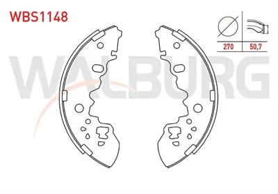 WALBURG WBS1148 Fren Pabuc Balata Arka 270x50.7mm Mazda E-Serısı E2000 1999-2004 