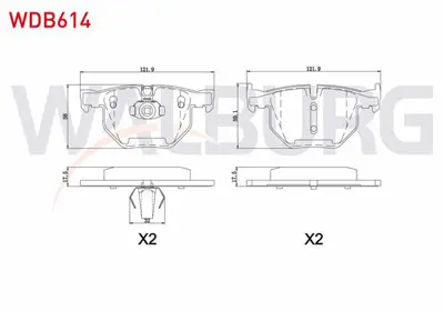 WALBURG WDB614 Fren Balata Arka Bmw X5 (E70) 3.0 Sı 2007-2012 / (E70) 3.0 D 2007-2012 / (E70) 4.8i 2007-2012 / (E70 