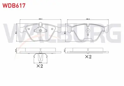 WALBURG WDB617 Fren Balata On Bmw 3 Serısı (E90) 318 İ 2005-2011 / (E90) 320 İ 2005-2011 / (E90) 320 D 2005-2011 /  