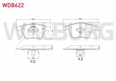 WALBURG WDB622 Fren Balata On Volvo S40 Iı (Ms) 1.6i 2004-2012 / S40 Iı (Ms) 2.0i 2004-2012 
