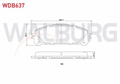 WALBURG WDB637 Fren Balata On Tel Delıklı Toyota Rav4 Iv (Zsa4ala4) 2.0 Vvt-I - 2.0 D-4d 4x4 2012-/ Lexus Nx (_Z1_ 