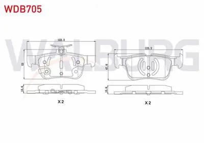 WALBURG WDB705 Fren Balata Arka Ikazlı Ford Mondeo V 2014-/ Focus Iv 2018-/ Kuga Iı 2014-2019/ S-Max 2015- 