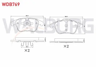 WALBURG WDB769 Fren Balata On Land Rover Range Rover Evoque (Lv) 2.0 Si4 2011- 