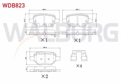 WALBURG WDB823 Fren Balata Arka Ikazlı Opel Mokka 1.4 - 1.6 - 1.6 Cdtı 2012- 