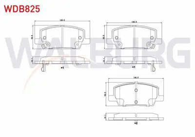 WALBURG WDB825 Fren Balata On Ikazlı Opel Mokka 1.4 - 1.6 - 1.6 Cdtı 2012-/ Mokka X 1.6 Cdtı 2012- 