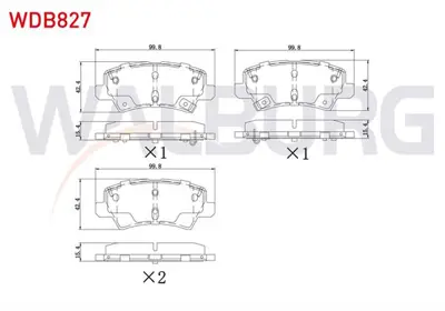 WALBURG WDB827 Fren Balata Arka Ikazlı Kıa Pıcanto (Ja) 1.0 Mpı - 1.25 Mpı 2017- 