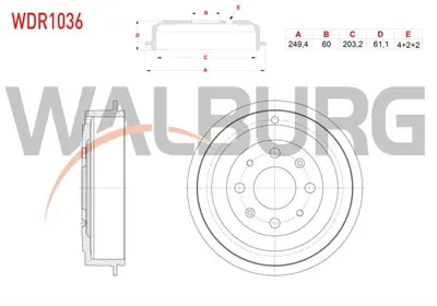 WALBURG WDR1036 Fren Kampanası Arka 4 Delık Fıat Grande Punto 1.2 2005-2012/ Punto 1.2 2009-2012 / Opel Corsa D 1.2 