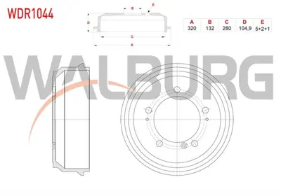 WALBURG WDR1044 Fren Kampanası Arka 5 Delık 320x132x280x104.9 Renault Master I 2.5 D - 2.8 Dtı 1998-2003 / Opel Mova 
