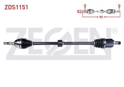 ZEGEN ZDS1151 Komple Aks Sağ On Opel Astra J 1.6i ( A16xer - A16let ) A-T Uzunluk 951mm  2009-2016 