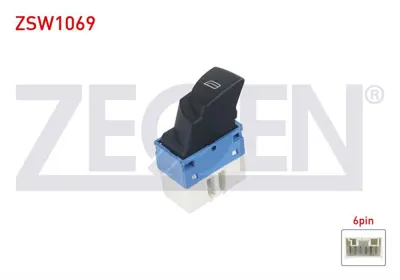 ZEGEN ZSW1069 Cam Acma Anahtarı Teklı Mavı 6 Pın Turuncu Isık Ducato - Jumper Iı - Boxer Iı 2002-2006 